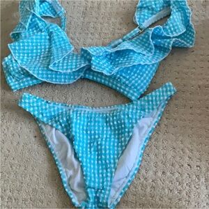 Lilly Pulitzer Blue Gingham Ruffle Bikini Set